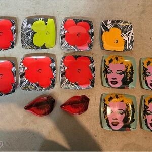 Vibrant Floral and Portrait Plate Set